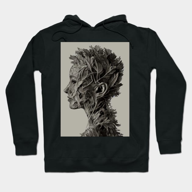 Leaves Woman Sculpture Hoodie by AlexandrAIart